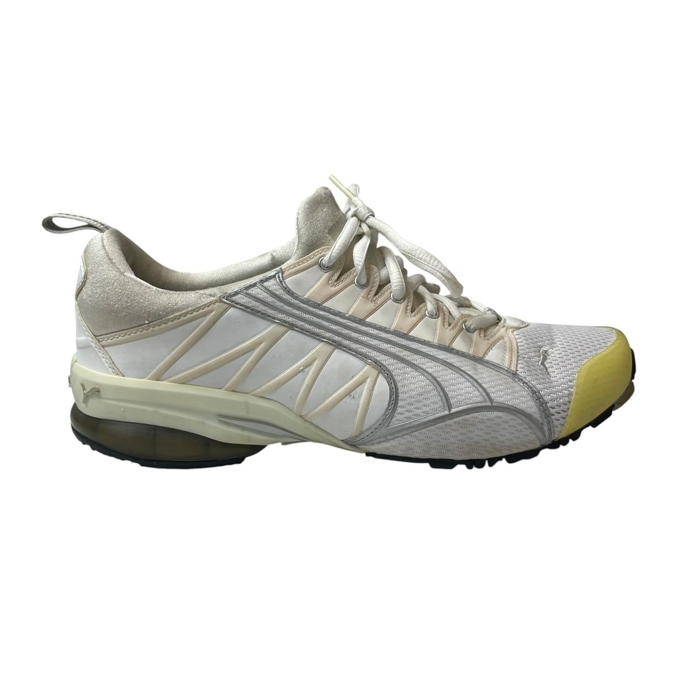 vintage Y2K Puma Cell White Silver Yellow Sneakers Low Top Shoes Womens SZ 9/40